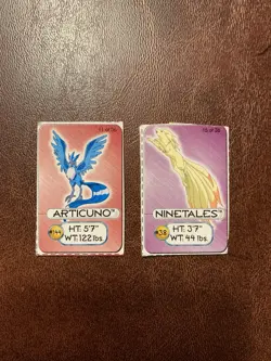 1998 Pokemon Premium Lunchables Articuno & Ninetales Mini Cardboard Cutout Cards - Image 1