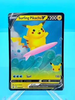 Surfing Pikachu V 008/025 NM – Pokemon Celebrations – 25th Anniversary V Card - Image 1