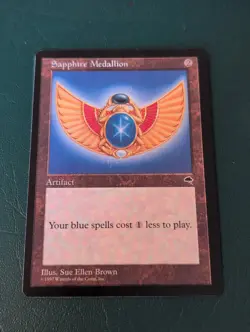 MTG Sapphire Medallion Tempest Rare Old Border Blue Artifact LP/NM - Image 1