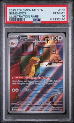 2025 POKEMON MEG EN-MEGA EVOLUTION ILLUSTRATION RARE #153 GUMSHOOS PSA 10 - Image 1