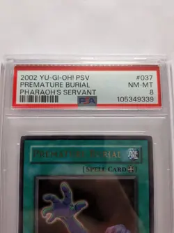 2002 Yu-Gi-Oh! Premature Burial Pharaoh's Servant PSV Unlimited Ultra Rare PSA 8 - Image 2