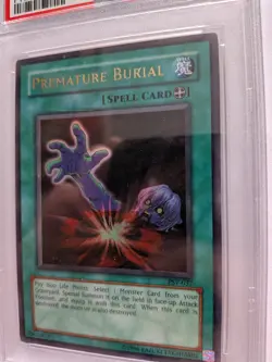 2002 Yu-Gi-Oh! Premature Burial Pharaoh's Servant PSV Unlimited Ultra Rare PSA 8 - Image 3