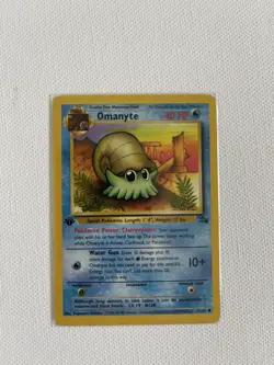 Pokemon TCG Omanyte Fossil 1st Edition Common Card 52/62 Near Mint - Image 1