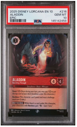 2025 DISNEY LORCANA EN 10-WHISPERS IN THE WELL #216 ALADDIN EPIC PSA 10 POP 11 - Image 1
