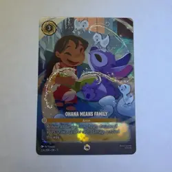 Disney Lorcana Enchanted “ Ohana Means Family” Foil Action Amber Stitch Lilo - Image 1
