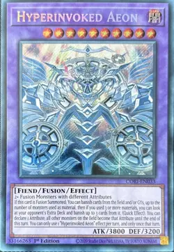 YuGiOh! Hyperinvoked Aeon CORI-EN033 Secret Rare 1st Edition - Image 1
