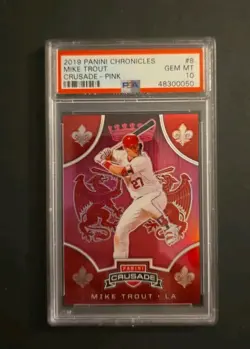 2019 Panini Chronicles Crusade *Pink PRIZM* #8 MIKE TROUT PSA 10 GEM MINT POP 1 - Image 1