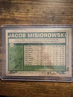 2026 Topps Heritage Jacob Misiorowski #144 Pink Sparkle RC Brewers SP - Image 2
