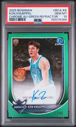 7/99 JSY# 1/1 Kon Knueppel Topps Bowman Chrome Auto Green Refractor PSA 10 - Image 1