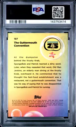 2025 Topps Chrome Sapphire SpongeBob #197 Guttermouth Convention Gold /50 PSA 9 - Image 2