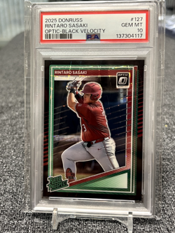 PSA 10 Rintaro Sasaki 2025 Donruss /39 Optic Black Velocity TOP PROSPECT Rookie - Image 1