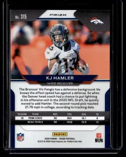 2020 Panini Prizm Red Shimmer Rookie KJ Hamler 24/35 #315 - Image 2