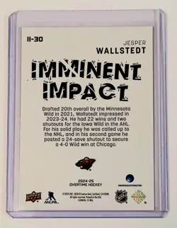 Jesper Wallstedt #ii-30 [/25 RED Imminent Impact] 24-25 Overtime Hockey - Image 2