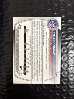 2025 Bowman Draft Ethan Conrad 1st Bowman TRUE RED REFRACTOR 5/5 Center Bookend! - Image 2