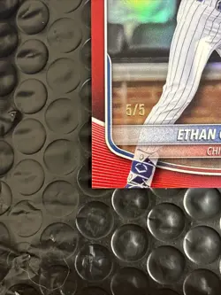 2025 Bowman Draft Ethan Conrad 1st Bowman TRUE RED REFRACTOR 5/5 Center Bookend! - Image 4
