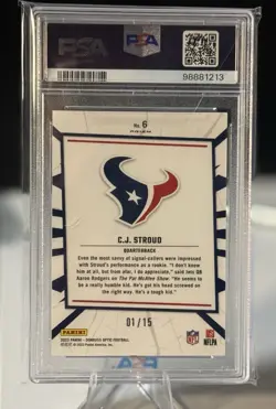 2023 PANINI DONRUSS OPTIC MY HOUSE! ICE #6 CJ STROUD 1/15 PSA 9 - Image 2