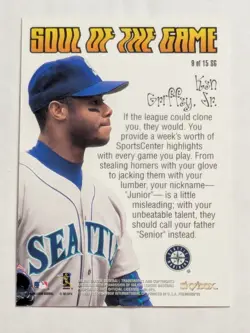 1999 Skybox Premium Soul of the Game #9 Ken Griffey Jr HOT INSERT FOIL - Image 2