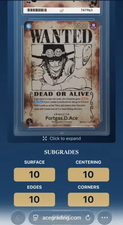 One Piece TCG Portgas D. Ace Wanted Poster OP13-119 Ace 10 Gem Mint *ERROR* card - Image 3