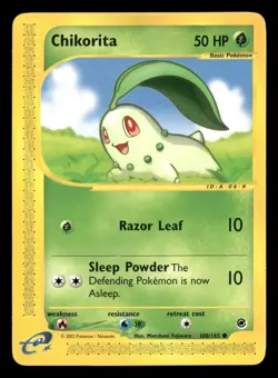 Chikorita - 100/165 - Common - Expedition - Pokemon Card - LP - Image 1