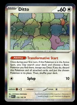 Ditto 132/165 Holo Rare 151 Pokemon Card - Image 2