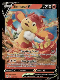 Pokemon Cards Simisear V 027/172 Brilliant Stars Holo V Rare NM - Image 1