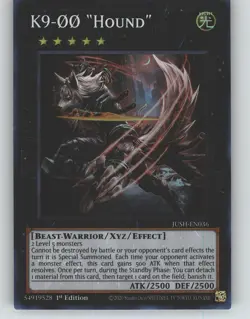K9-00 "Hound" (Super Rare) JUSH-EN036 Justice Hunters Yu-Gi-Oh 1st Edition NM - Image 1
