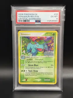2006 VENUSAUR Pokemon Card #28 EX Crystal Guardians Reverse Holo Stamped PSA 6 - Image 1