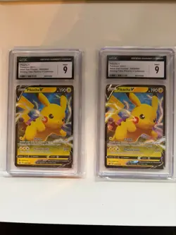 TWO (2) Pikachu V SWSH061 SWSH: Sword & Shield Promo Cards Holo CGC 9 - Image 1
