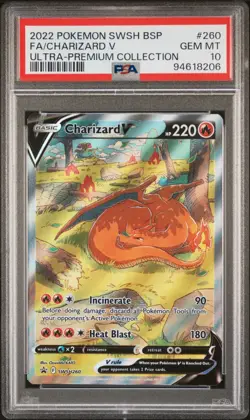 2022 POKEMON SWSH BLACK STAR PROMO 260 FULL ART/CHARIZARD V SWORD & SHIELD PSA10 - Image 1