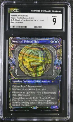 NEZAHAL, PRIMAL TIDE Secret Lair Halo Foil Rare March of the Machine CGC 9 MTG - Image 1