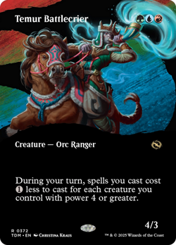x1 Temur Battlecrier TDM Tarkir Dragonstorm MTG 372 BORDERLESS FULL ART RARE 1x - Image 1