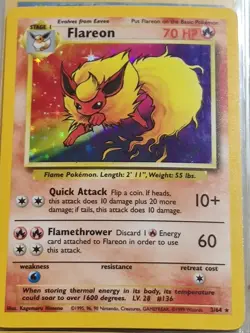 Flareon - No Symbol RARE MINT Condition - Pokemon TCG Jungle 3/64 Holo Unlimited - Image 2