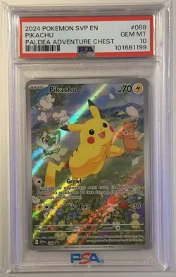 2024 Pokemon SVP Black Star Promo Pikachu #088 Adventure Chest PSA 10🔥🔥 - Image 1