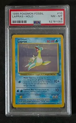 1999 Pokemon Fossil Lapras Holo PSA 8 - Image 1