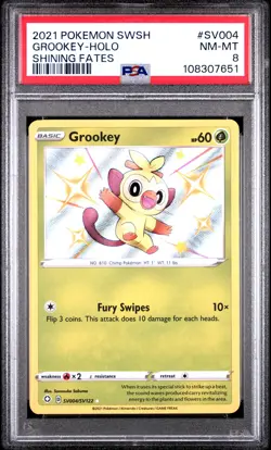 2021 POKEMON SWORD & SHIELD SHINING FATES #SV004 GROOKEY-HOLO PSA 8 - Image 1