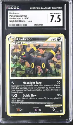 CGC 7.5 NEAR MINT+ Umbreon 10/90 Undaunted Cracked Ice Holo Pokemon Card - Image 1