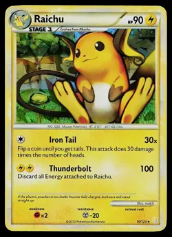 Pokemon Card - Raichu HeartGold & SoulSilver 10/123 Holo Rare - Image 1