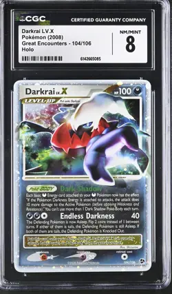 CGC 8 NM/MINT Darkrai LV.X 104/106 Great Encounters Holo Pokemon Card - Image 1