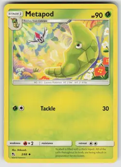 Metapod 2/68 Uncommon Hidden Fates Pokemon Near Mint - Image 1