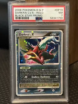 2008 POKEMON DIAMOND & PEARL BLACK STAR PROMO #DP19 DARKRAI LV.X-HOLO PSA 7 - Image 1