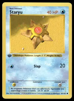 Pokemon Cards Staryu 65/102 1st Edition Base Set Shadowless Common NM - Image 1