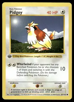 Pokemon Cards Pidgey 57/102 1st Edition Base Set Shadowless Common LP *2 - Image 1