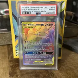 2019 POKEMON SUN & MOON UNBROKEN BONDS #220 FULL ART/MUK & ALOLAN MUK GX PSA 10 - Image 2