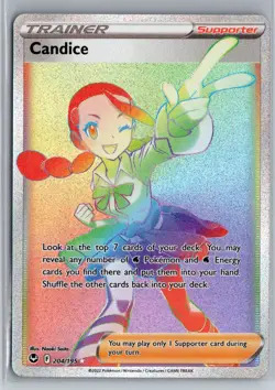 Candice 204/195 Rainbow Rare Silver Tempest Pokemon Holo Near Mint - Image 1