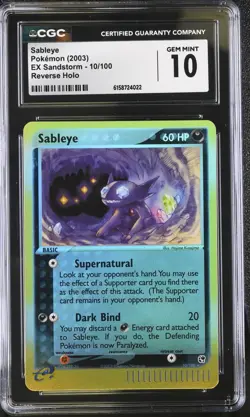 Pokemon Sableye 10/100 Reverse Holo EX Sandstorm - CGC 10 - Image 1
