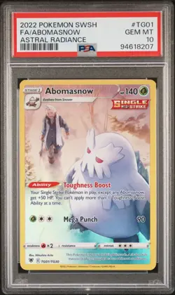 2022 POKEMON SWORD & SHIELD ASTRAL RADIANCE #TG01/TG30 FULL ART/ABOMASNOW PSA 10 - Image 1