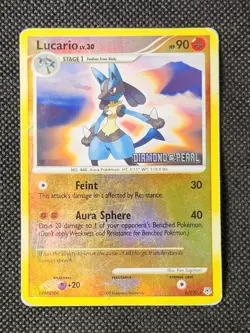 Played (HP) Lucario Reverse-Holo Burger King #6 Diamond and Pearl Pokemon TCG - Image 1