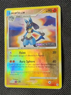 Played (HP) Lucario Reverse-Holo Burger King #6 Diamond and Pearl Pokemon TCG - Image 3