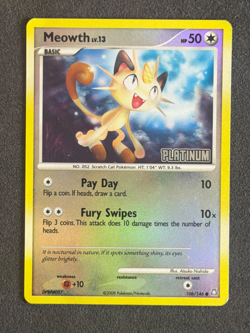 Pokemon TCG Meowth (Platinum) LV. 13 106/146 Burger King Promo LP - Image 1