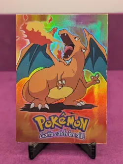 Pokemon TCG Topps Charizard E6 of 12 Movie Edition Holo Foil 1999 + Bonus Cards - Image 1